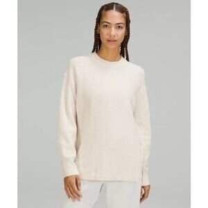 Lululemon Merino Wool Blend Rib Crewneck Sweater White Opal Capsole Womens 8